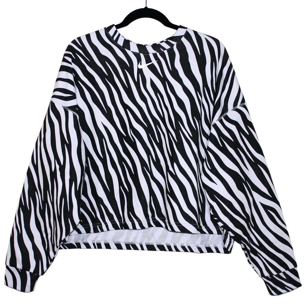 Nike Sportswear Icon Clash Women's Crew Sweatshirt Purple Black Zebra Print NWT